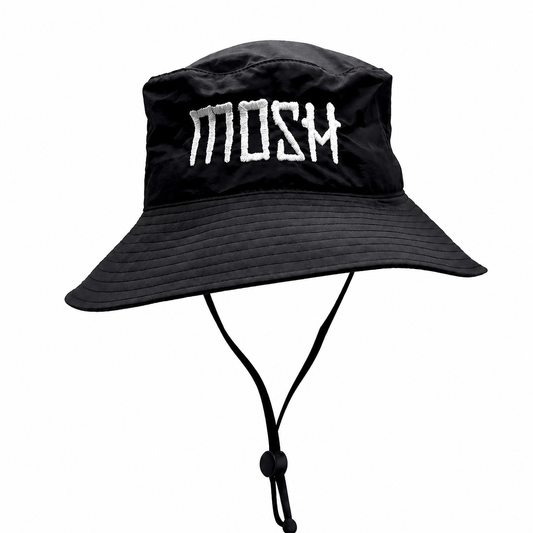 Mosh Logo Wide Brim Bucket Hat | Black
