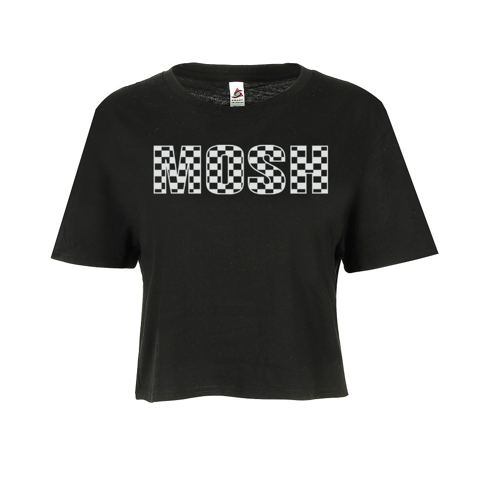 Mosh Checkered Crop Tee | Black