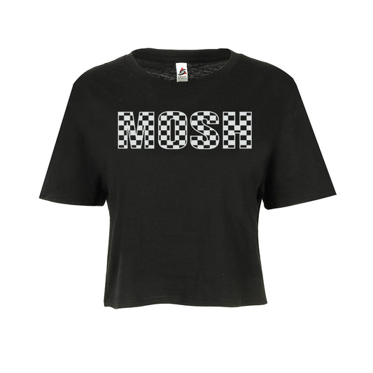 Mosh Checkered Crop Tee | Black
